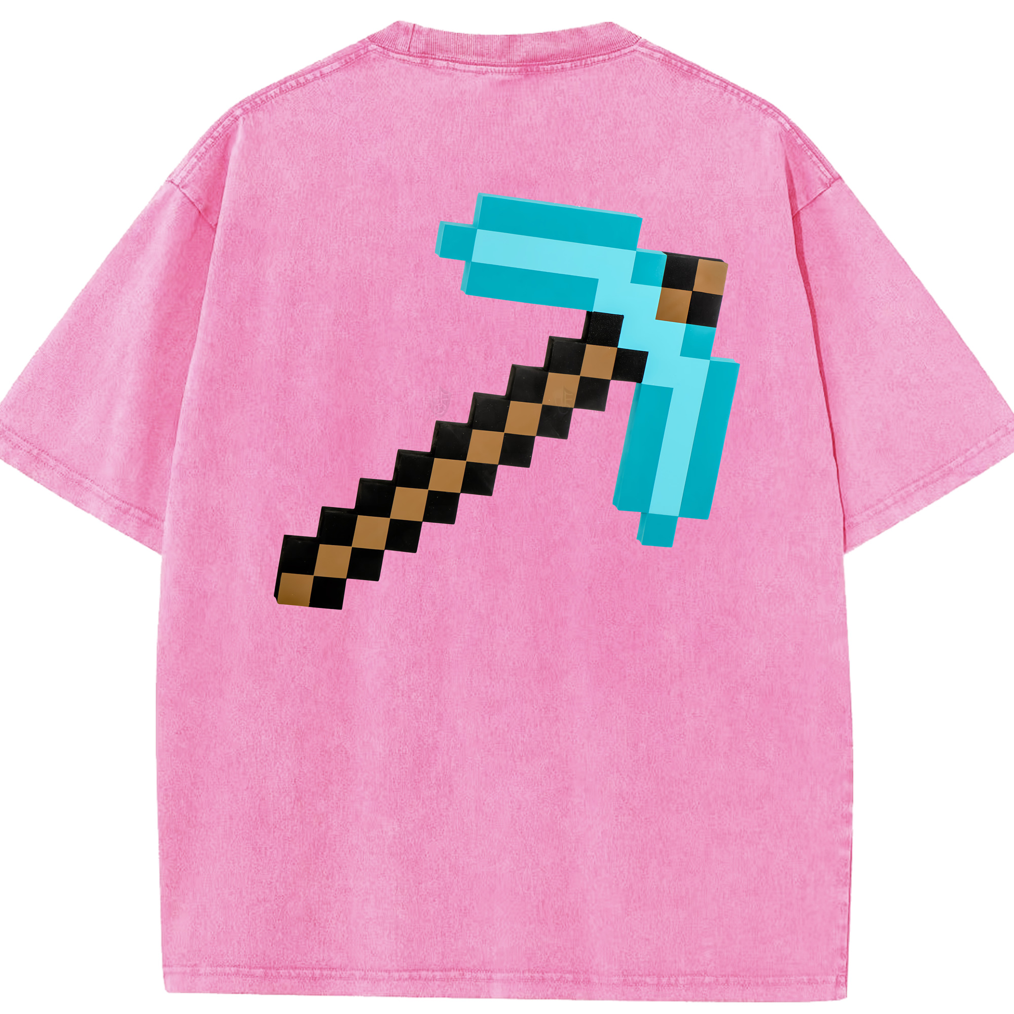 （画像用） マインクラフト ブロックの世界 Minecraft MC Block world 綿100% ヴィンテージ風 半袖Tシャツ（背面プリント）